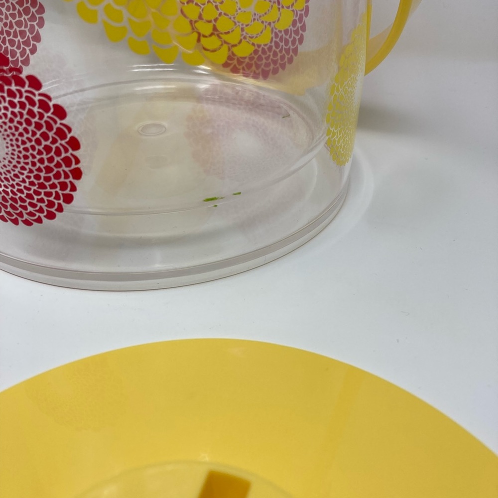 Vintage 90s Yellow Orange Flower Ice bucket with Tongs, Serving Set - Picture 3 of 7